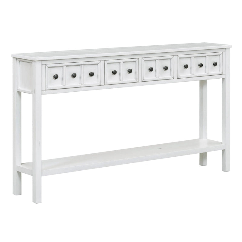 Console 4 tiroirs rustique blanc antique / espresso / bleu foncé