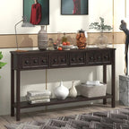 Console 4 tiroirs rustique blanc antique / espresso / bleu foncé