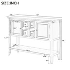 Console rétro bleue/blanche vintage avec 4 tiroirs et 2 placards, montage par 1 personne