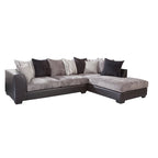 Canapé d'angle en L noir et anthracite avec méridienne, 5 places