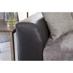 Canapé d'angle en L noir et anthracite avec méridienne, 5 places