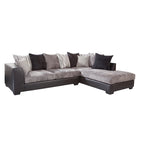 Canapé d'angle en L noir et anthracite avec méridienne, 5 places