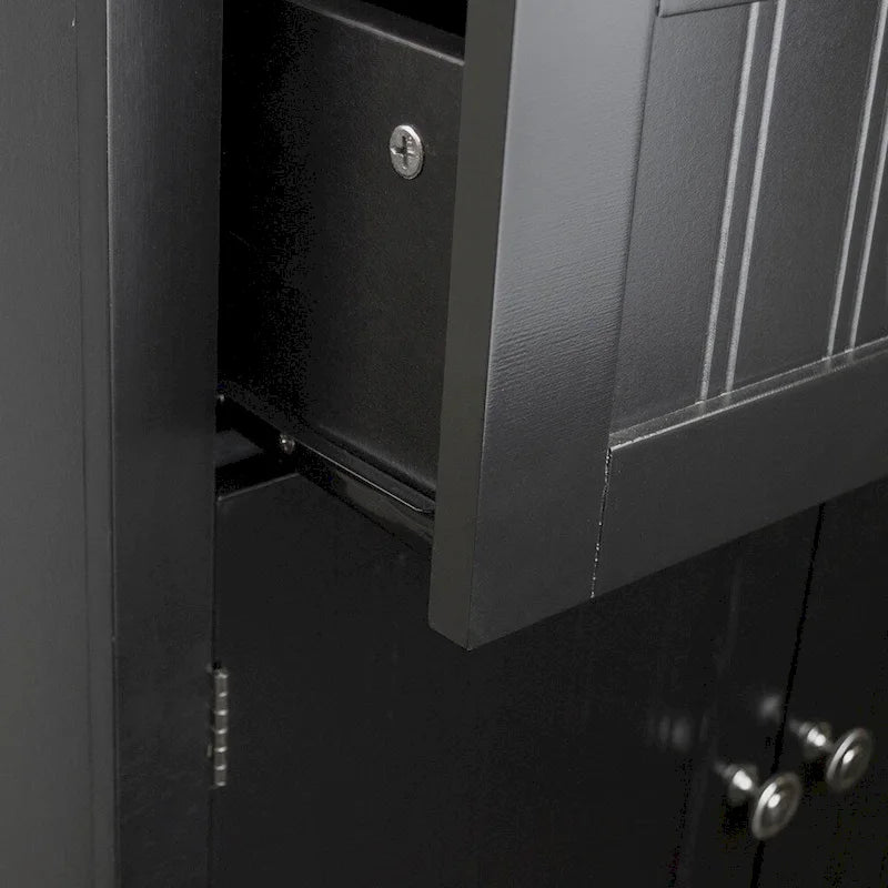 Meuble bas de cuisine blanc/stratifié noir, 2 portes, 1 tiroir, simple