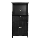 Meuble bas de cuisine blanc/stratifié noir, 2 portes, 1 tiroir, simple