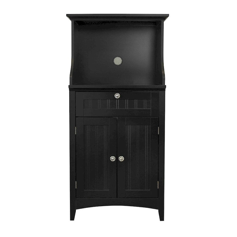 Meuble bas de cuisine blanc/stratifié noir, 2 portes, 1 tiroir, simple