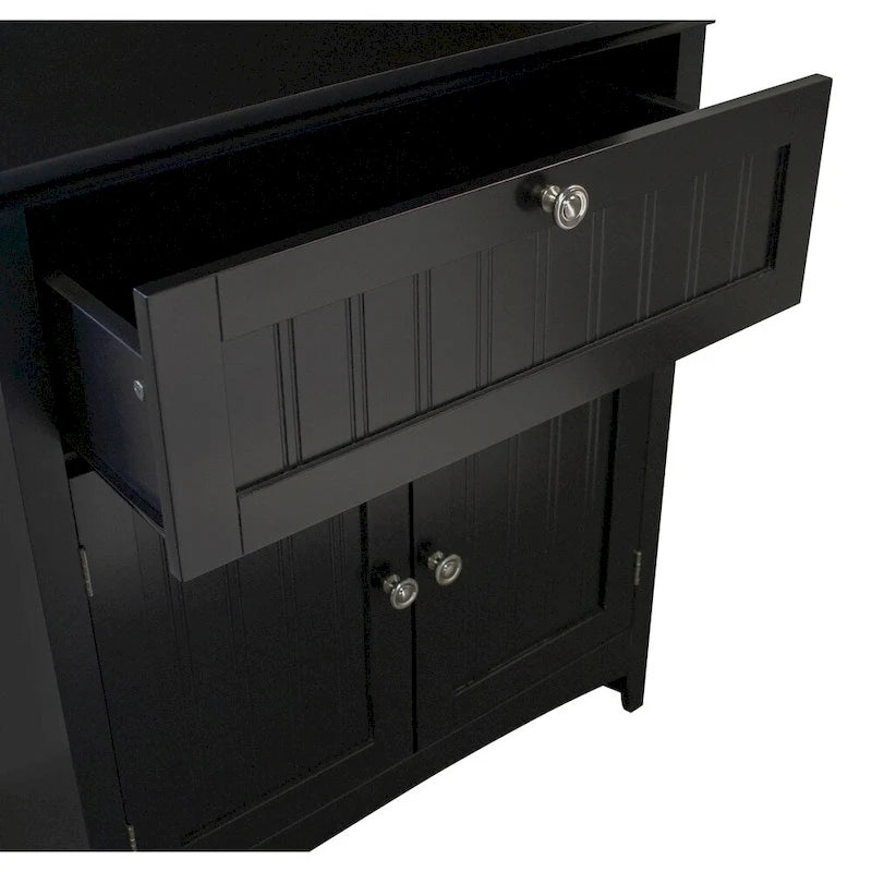 Meuble bas de cuisine blanc/stratifié noir, 2 portes, 1 tiroir, simple