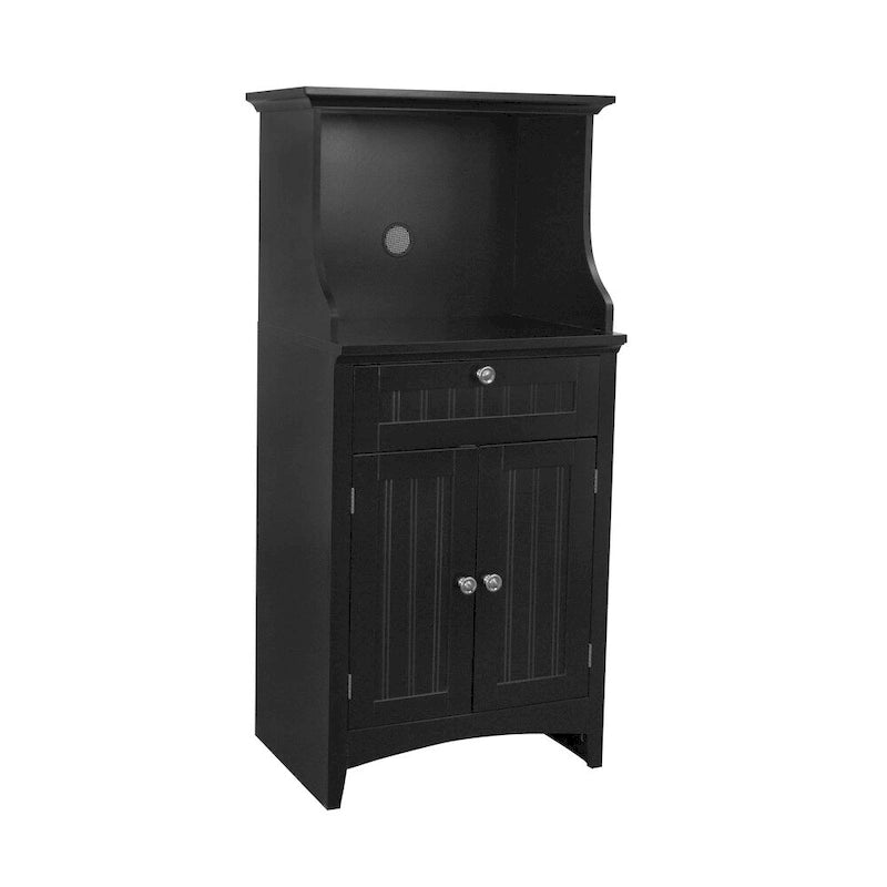 Meuble bas de cuisine blanc/stratifié noir, 2 portes, 1 tiroir, simple