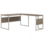 Bureau en L avec pieds en métal, noyer moderne / gris platine / blanc / gris orage, utilisateur unique, 60 larg. x 30 prof.