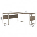 Bureau en L avec pieds en métal, noyer moderne / gris platine / blanc / gris orage, utilisateur unique, 60 larg. x 30 prof.