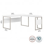 Bureau en L avec pieds en métal, noyer moderne / gris platine / blanc / gris orage, utilisateur unique, 60 larg. x 30 prof.