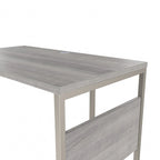 Bureau en L avec pieds en métal, noyer moderne / gris platine / blanc / gris orage, utilisateur unique, 60 larg. x 30 prof.