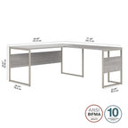 Bureau en L avec pieds en métal, noyer moderne / gris platine / blanc / gris orage, utilisateur unique, 60 larg. x 30 prof.