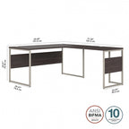 Bureau en L avec pieds en métal, noyer moderne / gris platine / blanc / gris orage, utilisateur unique, 60 larg. x 30 prof.