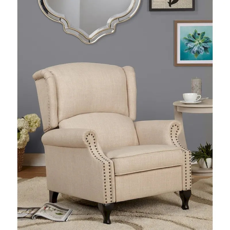 Fauteuil inclinable à dossier haut poussé floral/beige/gris, une place