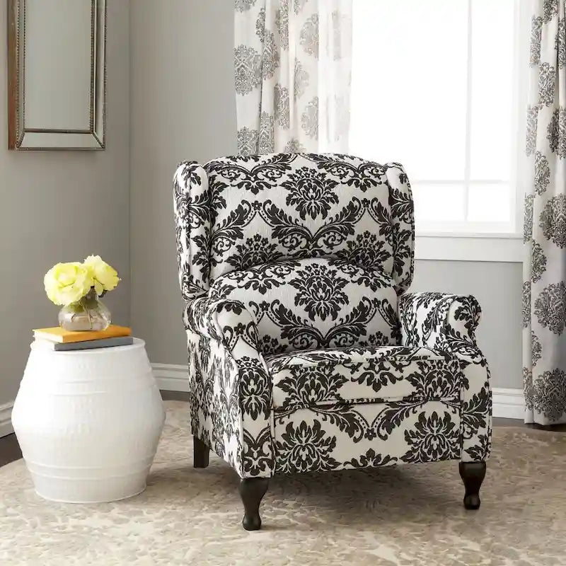 Fauteuil inclinable à dossier haut poussé floral/beige/gris, une place