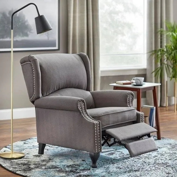 Fauteuil inclinable à dossier haut poussé floral/beige/gris, une place