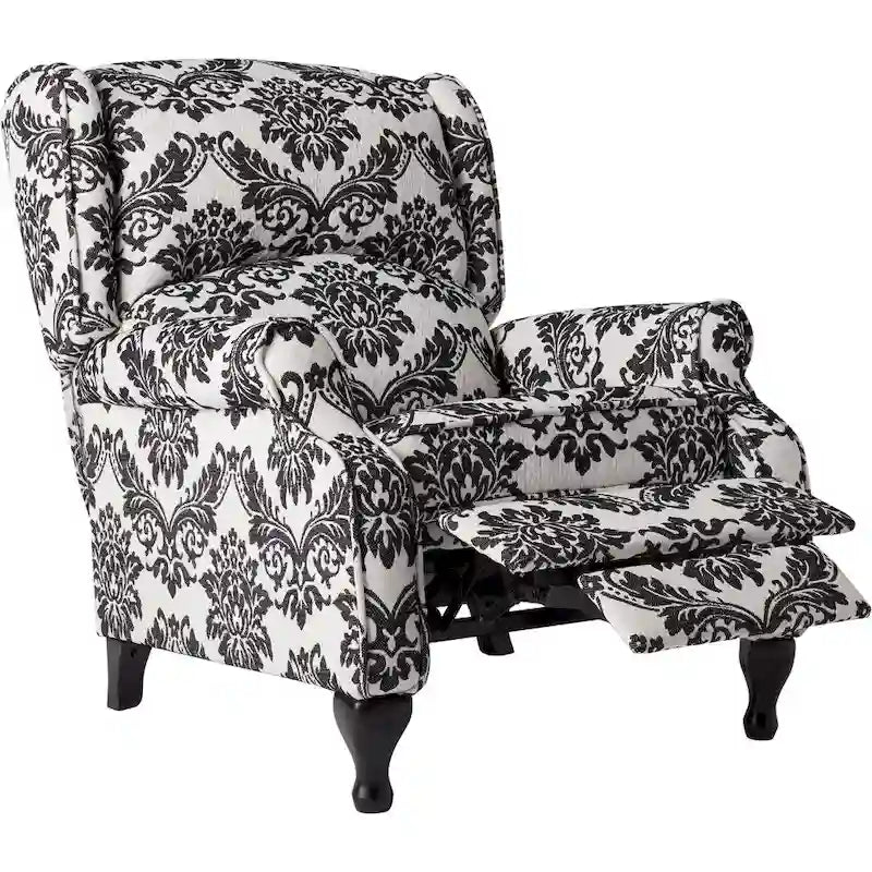 Fauteuil inclinable à dossier haut poussé floral/beige/gris, une place