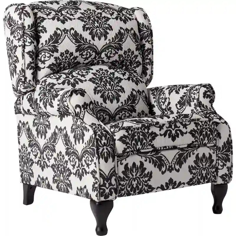 Fauteuil inclinable à dossier haut poussé floral/beige/gris, une place