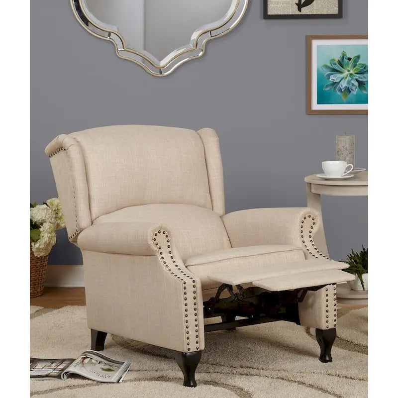 Fauteuil inclinable à dossier haut poussé floral/beige/gris, une place