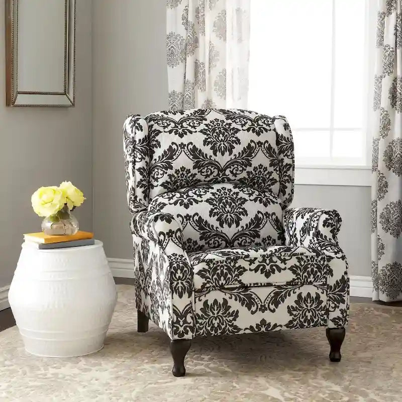 Fauteuil inclinable à dossier haut poussé floral/beige/gris, une place