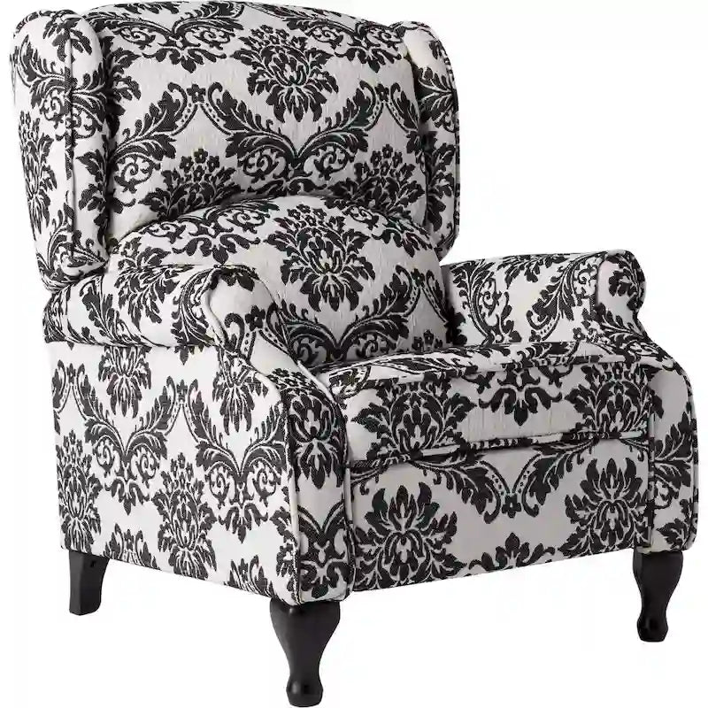 Fauteuil inclinable à dossier haut poussé floral/beige/gris, une place