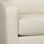 Canapé et causeuse en cuir pleine fleur blanc, pieds expresso – 2 places + 3 places