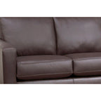 Canapé et causeuse en cuir pleine fleur blanc, pieds expresso – 2 places + 3 places