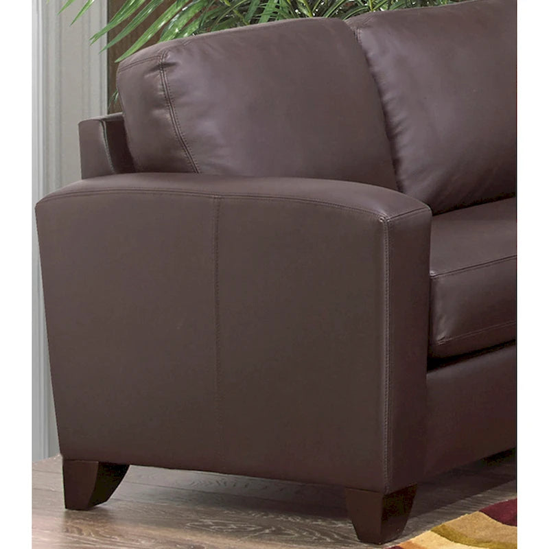 Canapé et causeuse en cuir pleine fleur blanc, pieds expresso – 2 places + 3 places