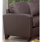 Canapé et causeuse en cuir pleine fleur blanc, pieds expresso – 2 places + 3 places
