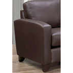 Canapé et causeuse en cuir pleine fleur blanc, pieds expresso – 2 places + 3 places