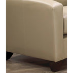 Canapé et causeuse en cuir pleine fleur blanc, pieds expresso – 2 places + 3 places