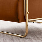 Fauteuil d'appoint en velours vert / orange / blanc / vert olive, dossier cylindrique, structure dorée, un seul siège