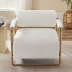 Fauteuil d'appoint en velours vert / orange / blanc / vert olive, dossier cylindrique, structure dorée, un seul siège