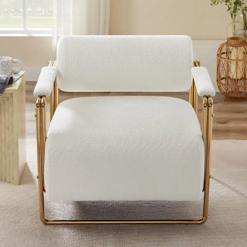 Fauteuil d'appoint en velours vert / orange / blanc / vert olive, dossier cylindrique, structure dorée, un seul siège