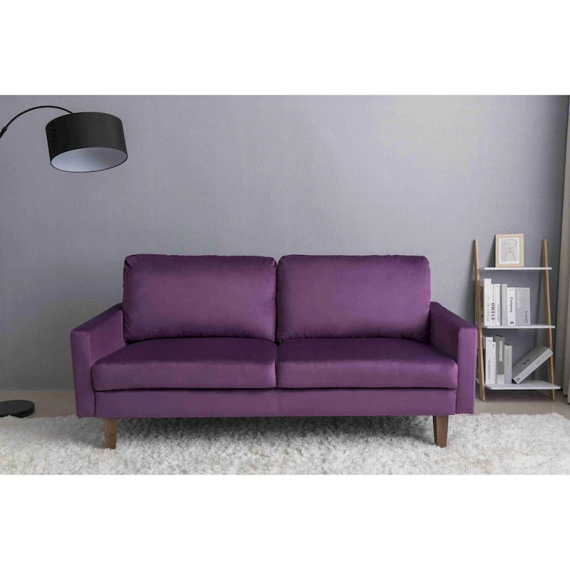 Canapé en velours avec accoudoirs carrés, style contemporain, 2-3 places