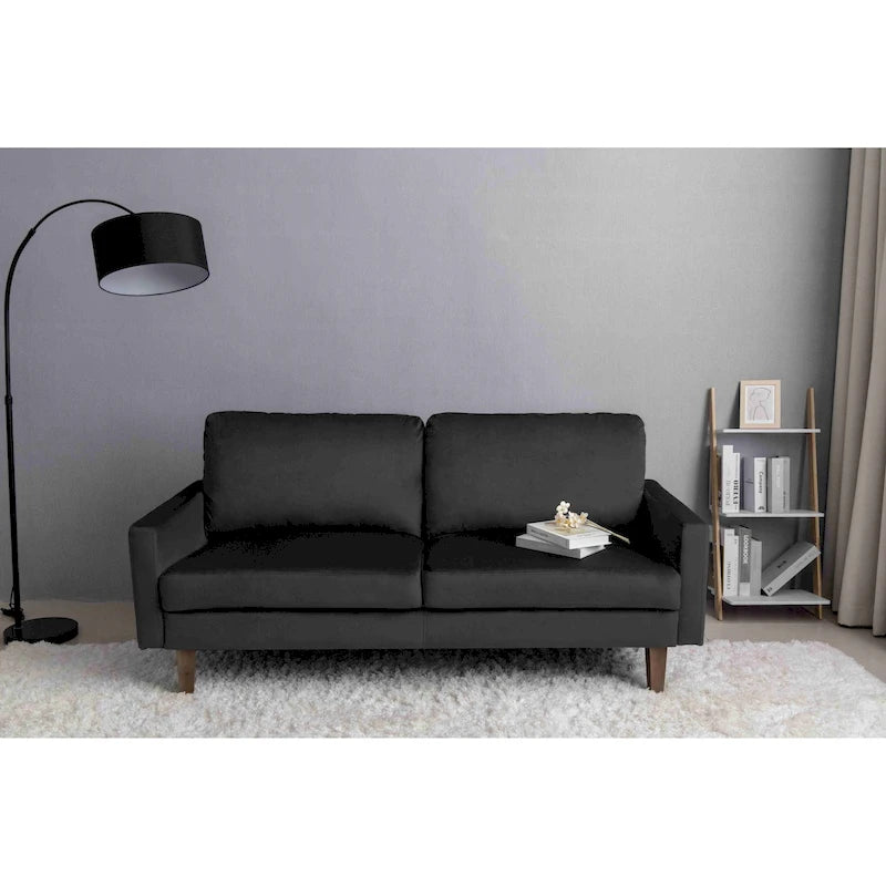 Canapé en velours avec accoudoirs carrés, style contemporain, 2-3 places