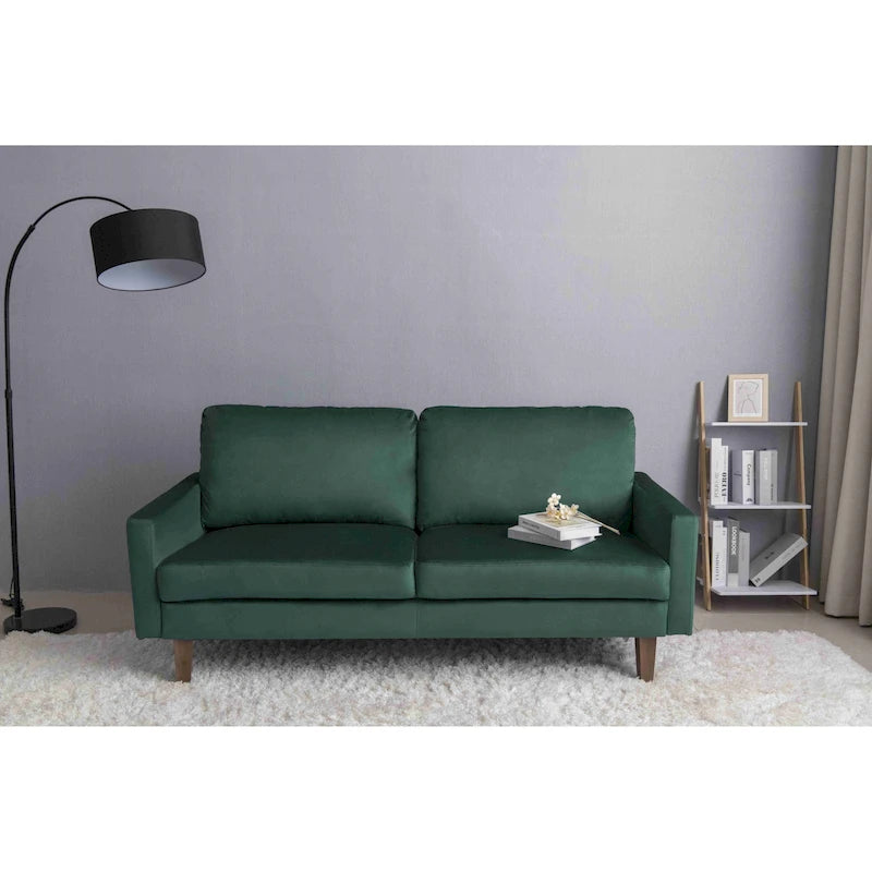 Canapé en velours avec accoudoirs carrés, style contemporain, 2-3 places