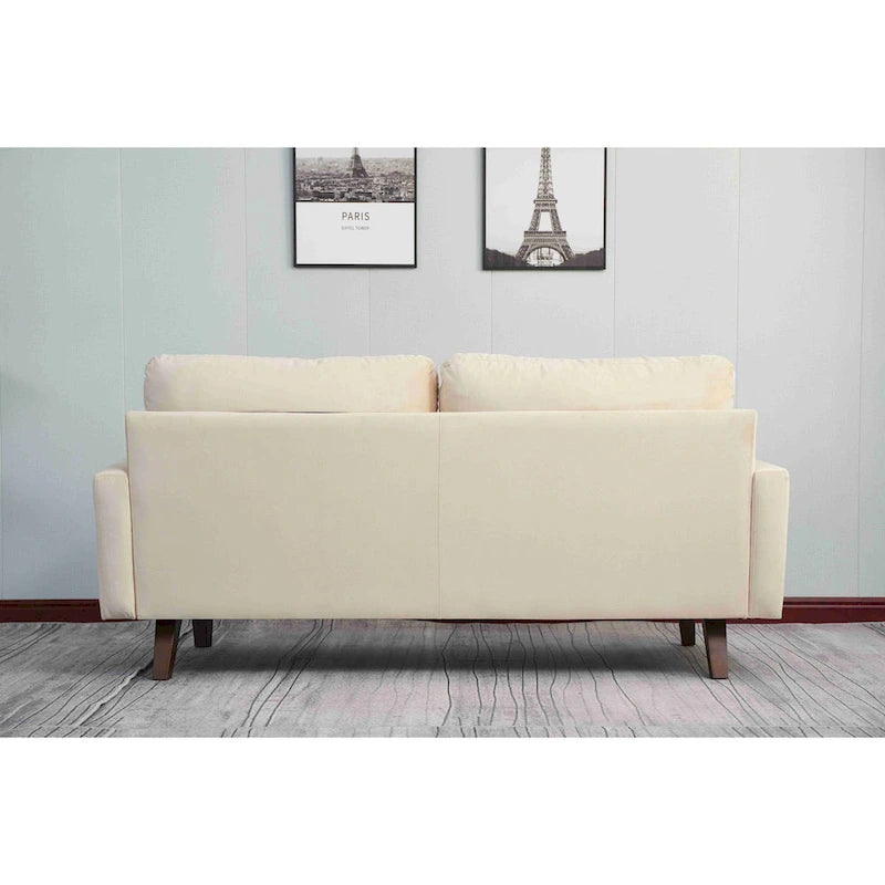 Canapé en velours avec accoudoirs carrés, style contemporain, 2-3 places