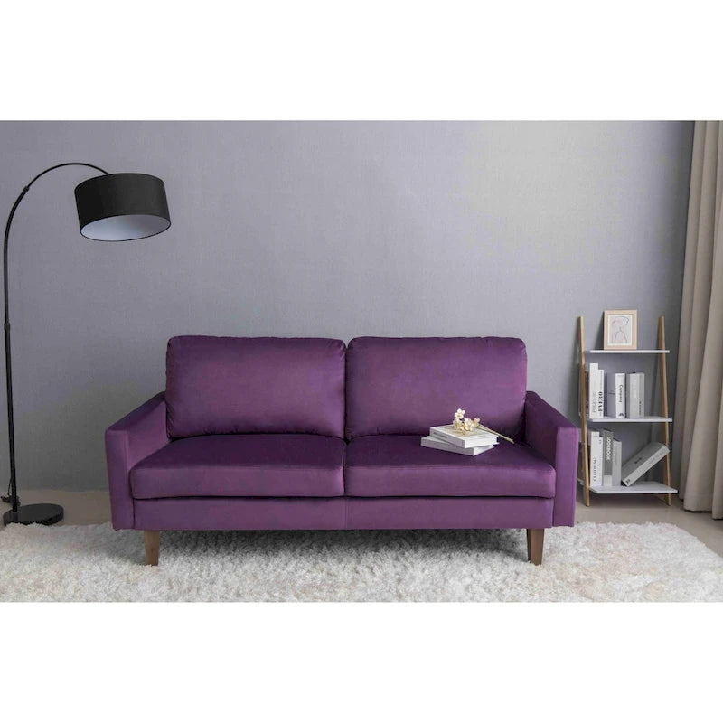 Canapé en velours avec accoudoirs carrés, style contemporain, 2-3 places