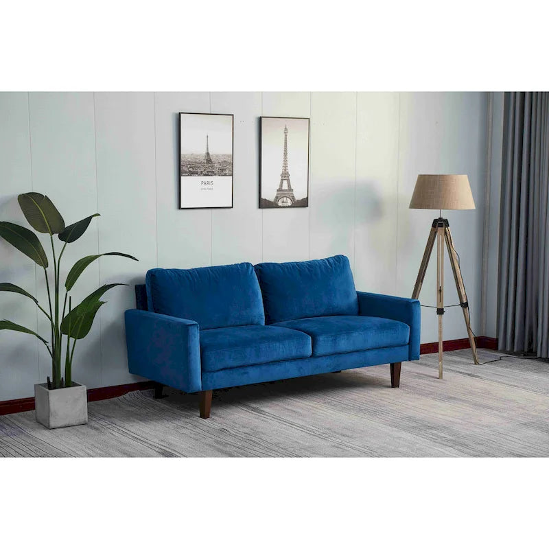 Canapé en velours avec accoudoirs carrés, style contemporain, 2-3 places