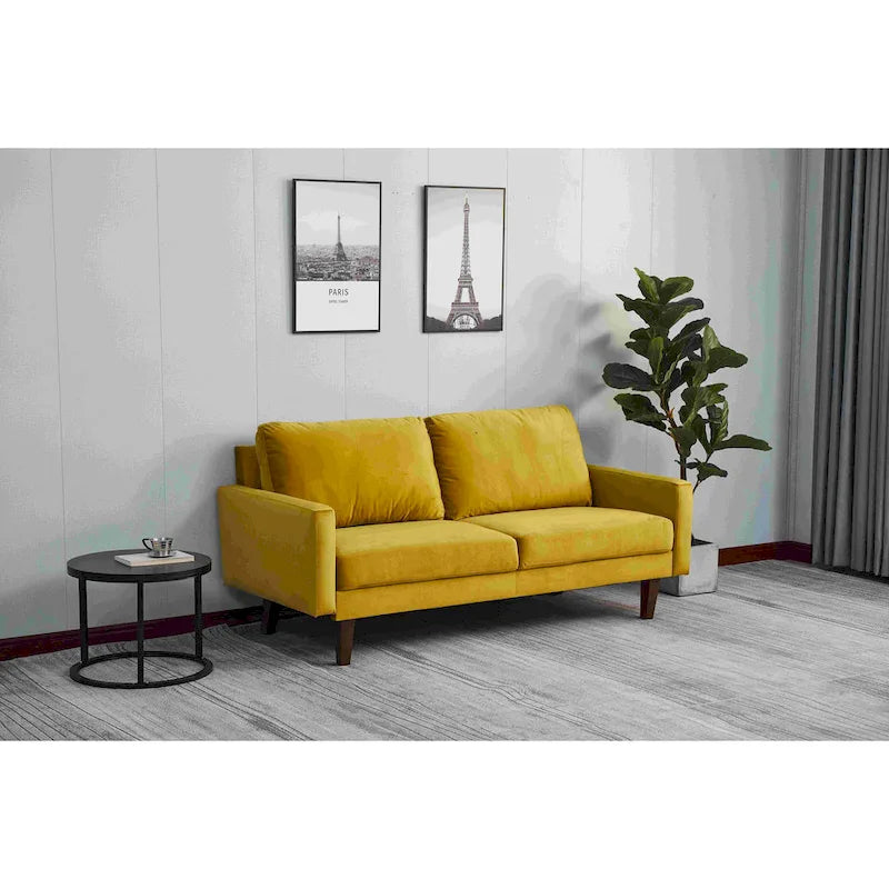 Canapé en velours avec accoudoirs carrés, style contemporain, 2-3 places