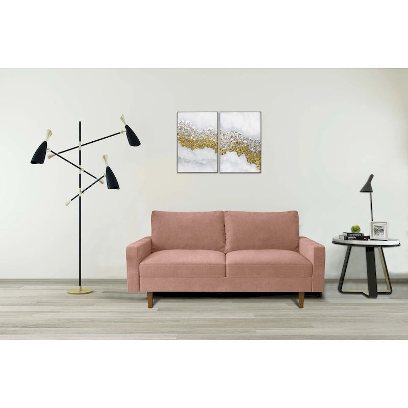 Canapé en velours avec accoudoirs carrés, style contemporain, 2-3 places