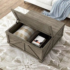 Table basse relevable de rangement de ferme gris antique/noir pour 1 personne