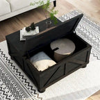 Table basse relevable de rangement de ferme gris antique/noir pour 1 personne