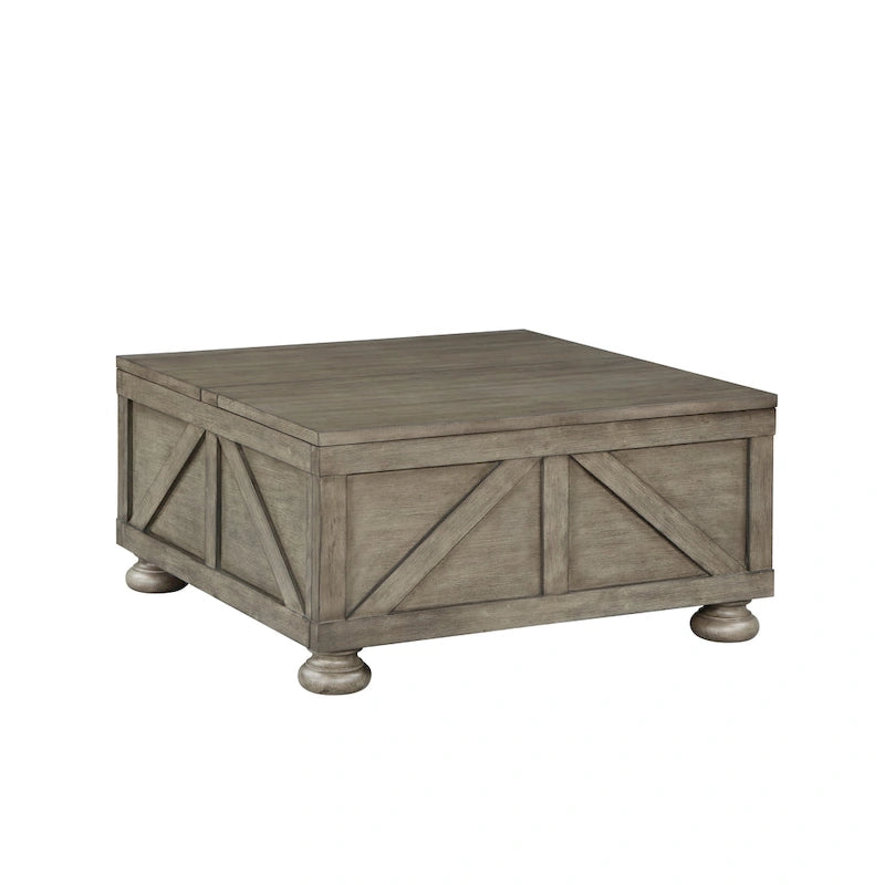 Table basse relevable de rangement de ferme gris antique/noir pour 1 personne
