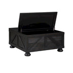 Table basse relevable de rangement de ferme gris antique/noir pour 1 personne