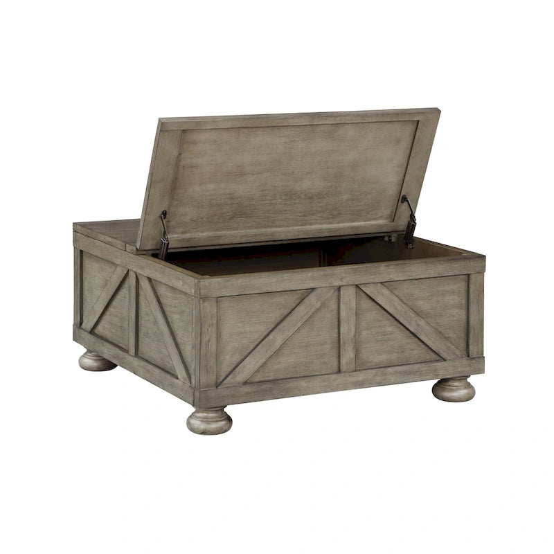 Table basse relevable de rangement de ferme gris antique/noir pour 1 personne