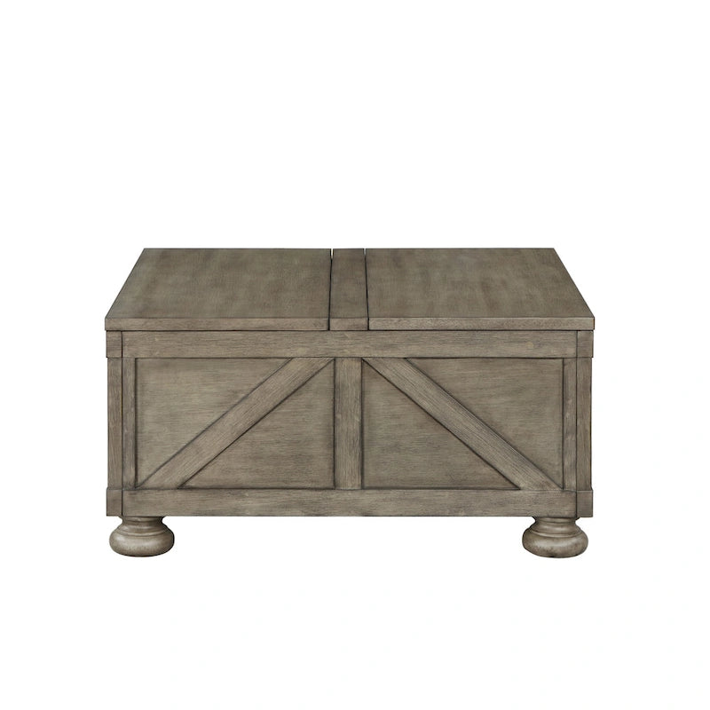 Table basse relevable de rangement de ferme gris antique/noir pour 1 personne