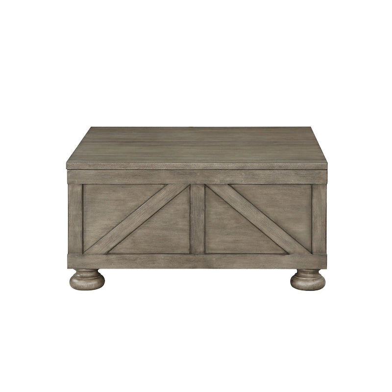 Table basse relevable de rangement de ferme gris antique/noir pour 1 personne