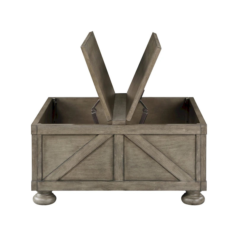 Table basse relevable de rangement de ferme gris antique/noir pour 1 personne